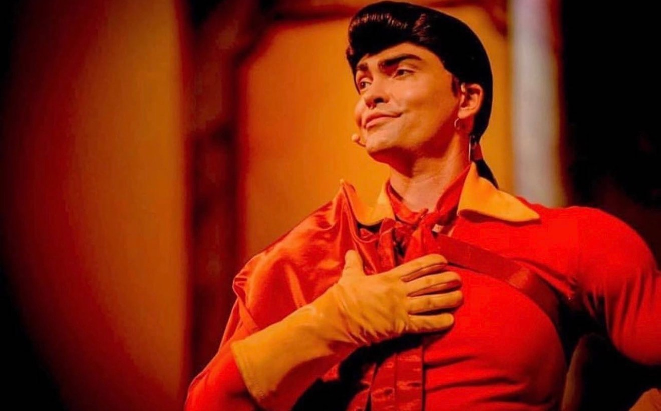 Logan as Gaston closeup in Beauty and the Beast at Walt Disney World