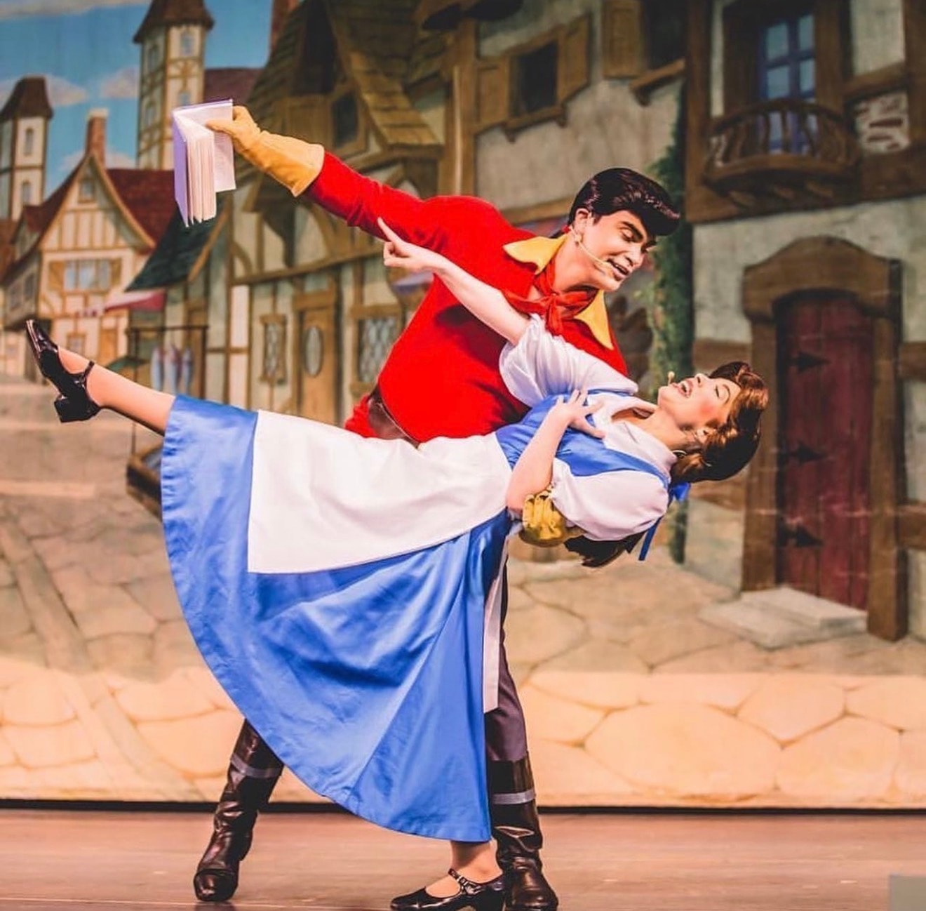 Logan as Gaston dancing with Belle in Beauty and the Beast at Walt Disney World